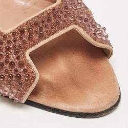 Hermes Beige Suede Embellished Premiere 70 Ankle Strap Sandals 40 