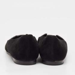 Pre Owned Hermes Black Suede and Crystal Nice Ballet Flats Size 37
