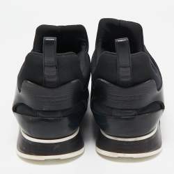 Hermes Black Leather And Neoprene Player Low Top Sneakers Size 40