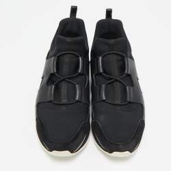 Hermes Black Leather And Neoprene Player Low Top Sneakers Size 40