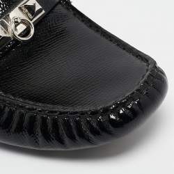 Pre Owned Hermes Black Patent Leather Irving Loafers Size 38