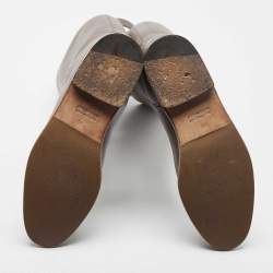 Pre Owned Hermes Grey Leather Kelly Jumping Knee Length Boots Size 39