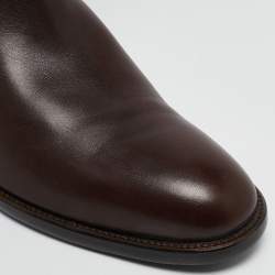 Hermes Dark Brown Leather Kelly Jumping Knee Length Boots Size 39.5