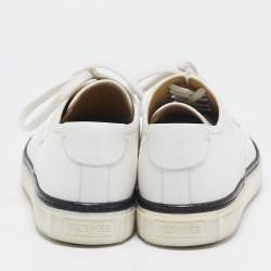 Hermes White Leather Lace Up Sneakers Size 38.5