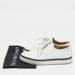 Hermes White Leather Lace Up Sneakers Size 38.5