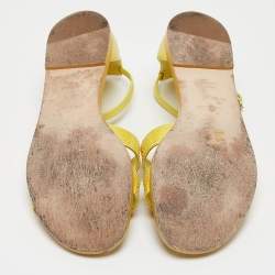 Hermes Yellow Lizard Santorini Ankle Strap Sandals Size 38.5