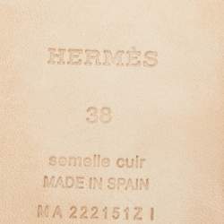 Pre Owned Hermès Brown Leather Famosa Flat Slides Size 38