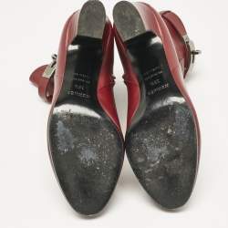 Hermès Burgundy Leather Joueuse Ankle Length Boots Size 38.5