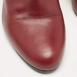 Hermès Burgundy Leather Joueuse Ankle Length Boots Size 38.5