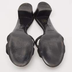 Hermes Silver/Black Glitter and Suede Oasis Slide Sandals Size 41