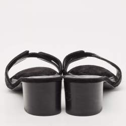 Hermes Silver/Black Glitter and Suede Oasis Slide Sandals Size 41