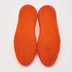 Hermes Orange Leather And Neoprene Team Low Top Sneakers Size 39