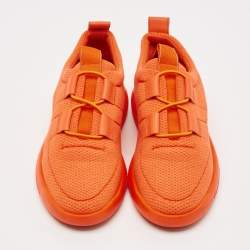 Hermes Orange Leather And Neoprene Team Low Top Sneakers Size 39