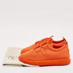 Hermes Orange Leather And Neoprene Team Low Top Sneakers Size 39