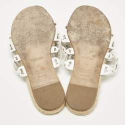 Hermes White Leather Ancone Espadrille Flats Size 36