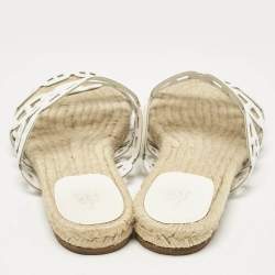 Hermes White Leather Ancone Espadrille Flats Size 36