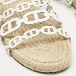 Hermes White Leather Ancone Espadrille Flats Size 36
