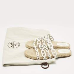 Hermes White Leather Ancone Espadrille Flats Size 36