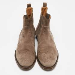 Hermes Grey Suede Brighton Low Ankle Boots Size Size 37