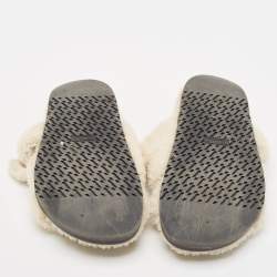 Hermes Off White Shearling Chypre Flat Slides Size 37