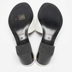 Pre Owned Hermes White Leather Dreamy Slide Sandals Size 36