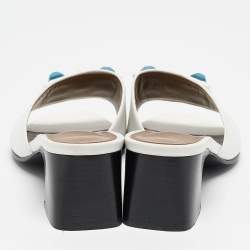 Pre Owned Hermes White Leather Dreamy Slide Sandals Size 36