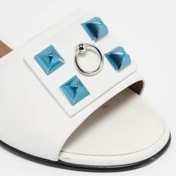 Pre Owned Hermes White Leather Dreamy Slide Sandals Size 36