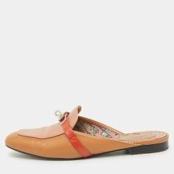 Hermes Brown Leather Oz Flat Mules Size 40