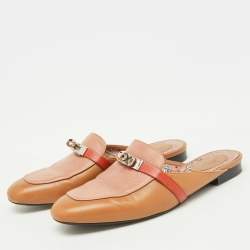 Hermes Brown Leather Oz Flat Mules Size 40