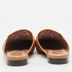 Hermes Brown Leather Oz Flat Mules Size 40