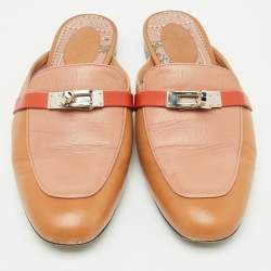 Hermes Brown Leather Oz Flat Mules Size 40