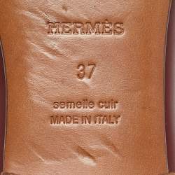 Pre Owned Hermes Burgundy Leather Kelly Loafers Size 37