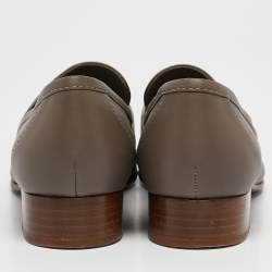 Hermes Grey Leather Kelly Loafers Size 37