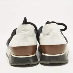 Hermes Black/White Leather and Neoprene Miles Low Top Sneakers Size 38