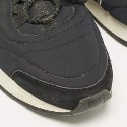 Hermes Black/White Leather and Neoprene Miles Low Top Sneakers Size 38
