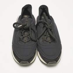 Hermes Black/White Leather and Neoprene Miles Low Top Sneakers Size 38