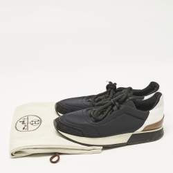 Hermes Black/White Leather and Neoprene Miles Low Top Sneakers Size 38