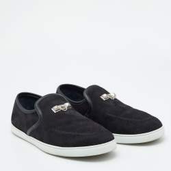 Hermes Black Suede and Leather Jour Loafers Size 38