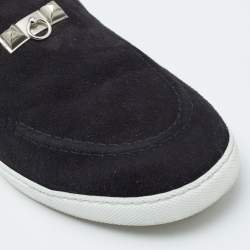 Hermes Black Suede and Leather Jour Loafers Size 38