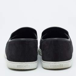 Hermes Black Suede and Leather Jour Loafers Size 38