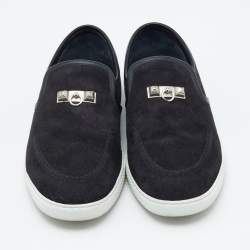 Hermes Black Suede and Leather Jour Loafers Size 38