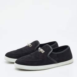 Hermes Black Suede and Leather Jour Loafers Size 38