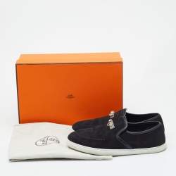 Hermes Black Suede and Leather Jour Loafers Size 38