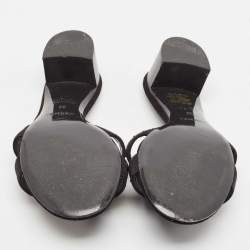 مملوكة مسبقًا Hermes Black Suede Crystal Oasis Slide Sandals Size 36