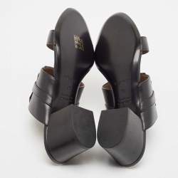Hermes Black Leather Ovation Slide Sandals Size 39