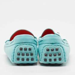 Hermes Light Blue Leather Irving Slip On Loafers Size 37.5