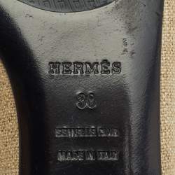 Hermes Brown/White Canvas and Leather Slip On Loafers Size 38