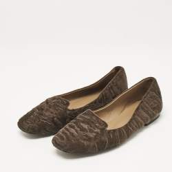 Hermes Dark Brown Astrakhan Lamb Fur Smoking Slippers Size 38