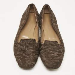 Hermes Dark Brown Astrakhan Lamb Fur Smoking Slippers Size 38