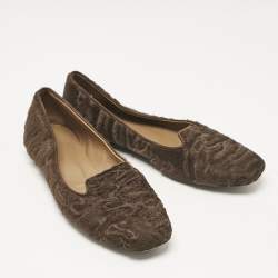 Hermes Dark Brown Astrakhan Lamb Fur Smoking Slippers Size 38